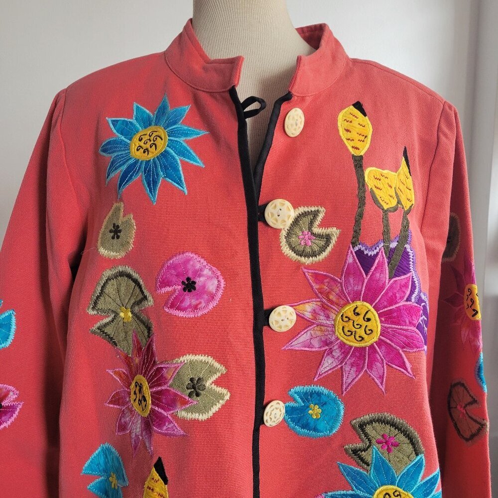 Embroidered Coral Women's Blazer Jacket